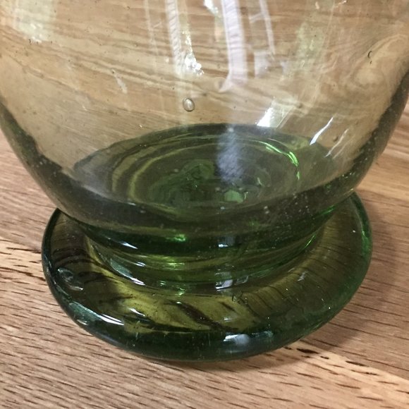 Hand Blown Glass Pitcher Vase Green - Picture 7 of 9